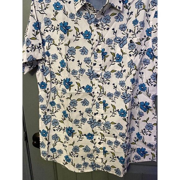 Reverse Threads Shirt Size Medium Blue White Floral Short Sleeve Button Mens - Picture 2 of 10
